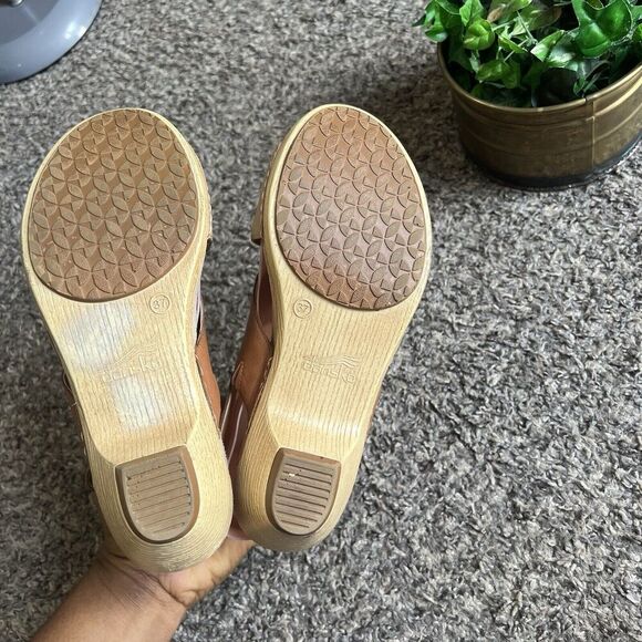 Dansko Lindy Brown Leather Criss Cross Strap Sandals Slingback 37 US 6.5-7 - Picture 5 of 11